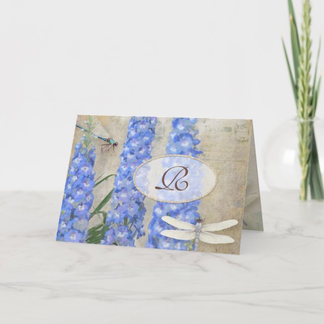 Monogram ursprunglig strandfjäder (Dragonfly Butte Anteckningskort (Framsida)