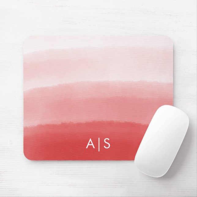Monogram ursprunglig vattenfärg, kantfärgad koral  musmatta (Med mus)
