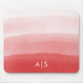 Monogram ursprunglig vattenfärg, kantfärgad koral  musmatta