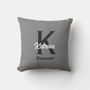 Monogram Ursprungligt eget namn Grått Bridesmaid G Kudde