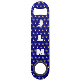 Monogram USA Guld och Blue Star Design Långa Flaskppnare