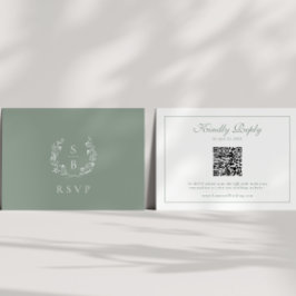 Monogram utandningsdos Grönt QR Bröllop OSA Tilläggskort