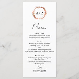 Monogram utandningsfet Ro Bröllop Meny
