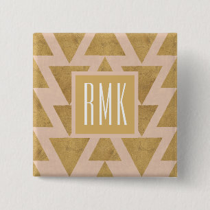 Monogram   utomhus- Geo kliver   guld & korall Knapp