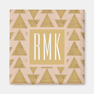 Monogram utomhus- Geo kliver guld & korall Magnet