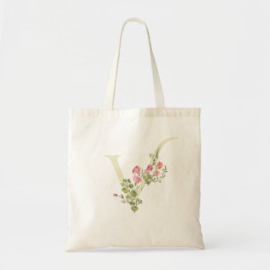 monogram V bröllopsblommor vår Brudtärnafest Tygkasse