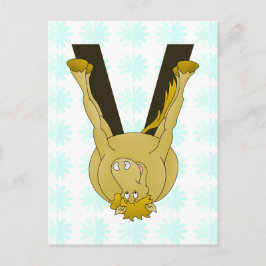 Monogram V Cute Horse Personlig Vykort