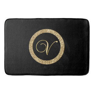 Monogram V, elegant guldskript Badrumsmatta