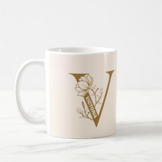 Monogram "V"-kaffe Mugg med eget namn