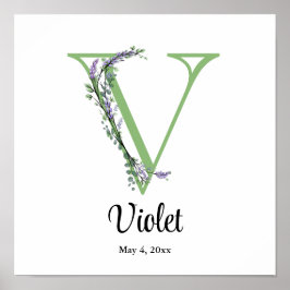 Monogram V Lavendel Eukalyptus barn Poster