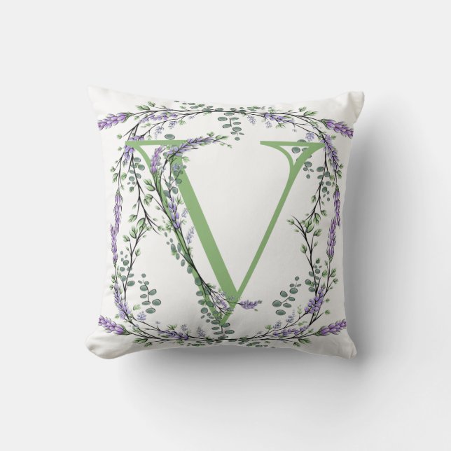 Monogram V Lavender Eucalyptus Kudde (Framsida)