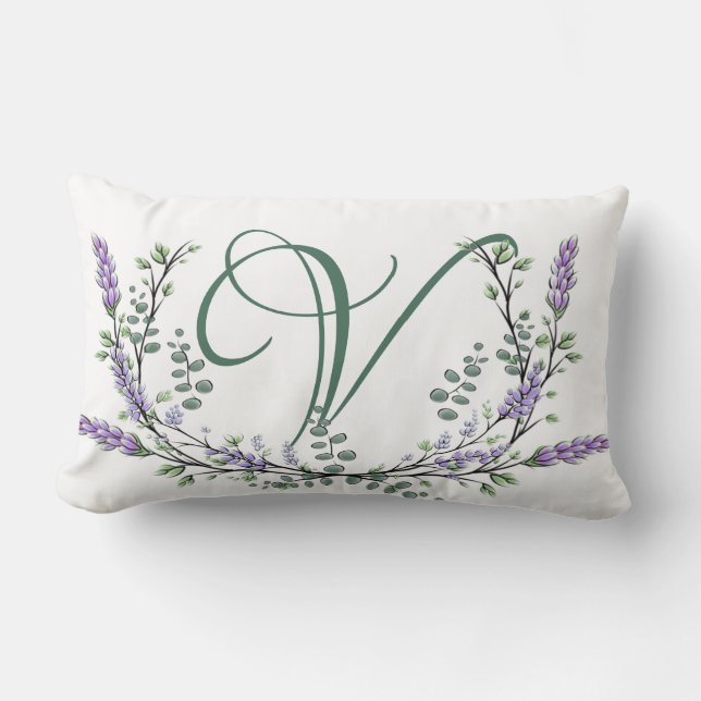 Monogram V Lavender Eucalyptus Lumbarkudde (Framsida)