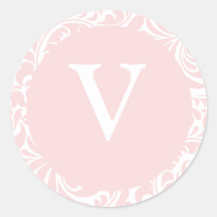 Monogram V monogram Färg Bröllop-kuvert Runt Klistermärke