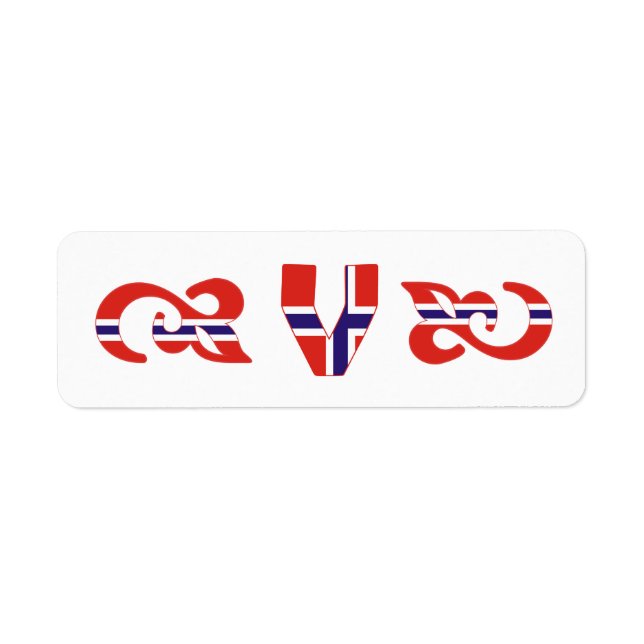 Monogram V Norskt Märke Returadress Etikett (Framsidan)