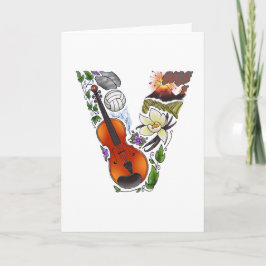 Monogram "V" noterar kortet Anteckningskort