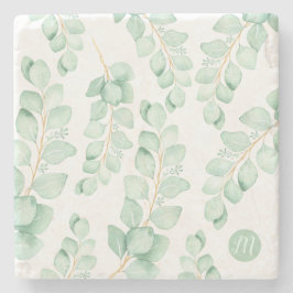 Monogram Vacker Grönt Eucalyptus Mönster Stenunderlägg