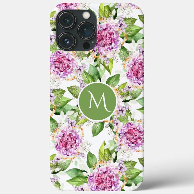 Monogram Vacker Lila Grön Akvarell Blommig (Baksida)