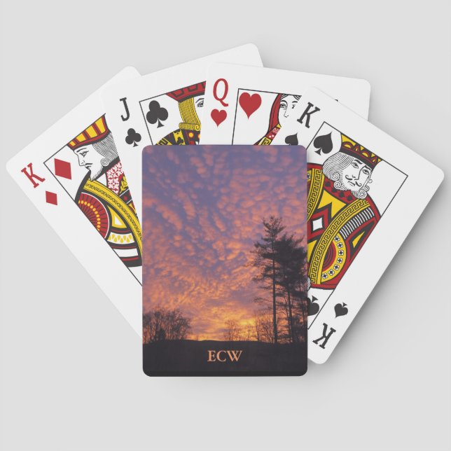 Monogram Vacker Rosa Orange Clouds Photo Casinokort (Baksidan)