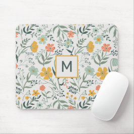 Monogram vackert botaniskt Blommönster Musmatta