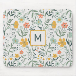 Monogram vackert botaniskt Blommönster Musmatta