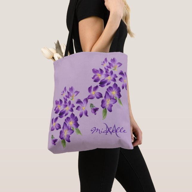 Monogram vackra Violettblommor Tygkasse (Närbild)