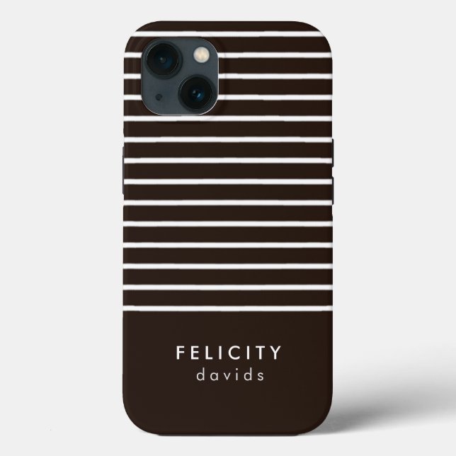 Monogram vågrät rand brun och vit (Baksida)