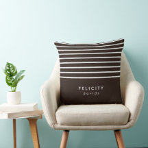 Monogram vågrät rand brun och vit