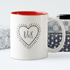 Monogram Valentines day Heart Coffee Mugg