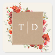 Monogram Vallmo Wildflower Cardstock Bröllop fyrka