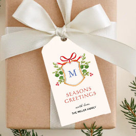 Monogram vapen med grönska Högtider  Presentetikett