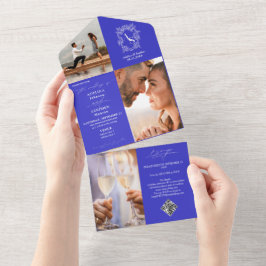 Monogram Vapensköld 3 Foto QR-kod Royal Blue Bröll