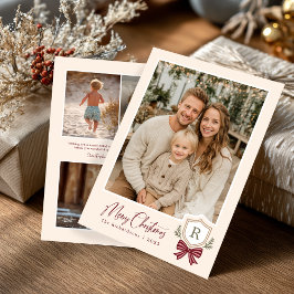 Monogram Vapensköld Bow-julkort Julkort