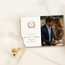 Monogram Vapensköld Bröllop Photo Spara Datumet