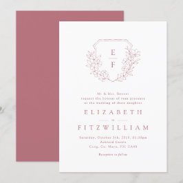 Monogram Vapensköld för enkel Blommar av körsbär i Inbjudningar