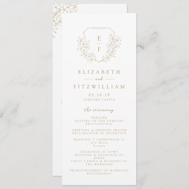 Monogram Vapensköld för guld Simple Elegant Cherry Program (Fram/baksida)