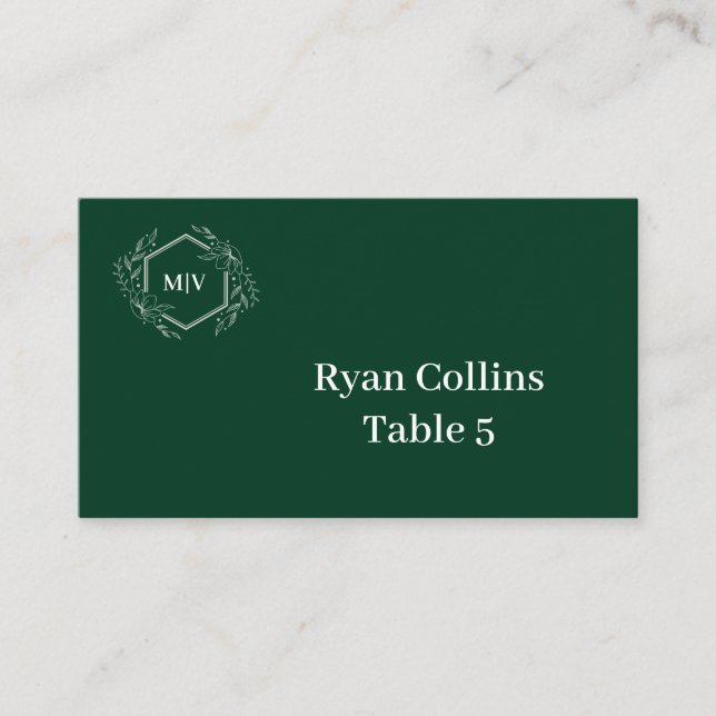 Monogram Vapensköld för nödGrönt Placera kort (Framsida)