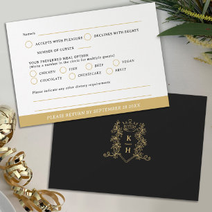 Monogram vapensköld krona foliage guld vit OSA kort