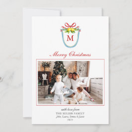 Monogram-vapensköld med Lemons-julfoto Julkort