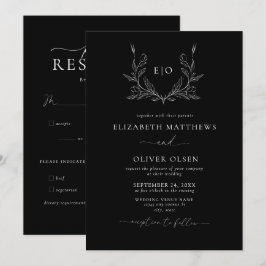 Monogram-Vapensköld | Modern minimalistisk Bröllop Inbjudningar