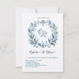 Monogram Vapensköld Rococos bröllopsinbjudan Inbjudningar