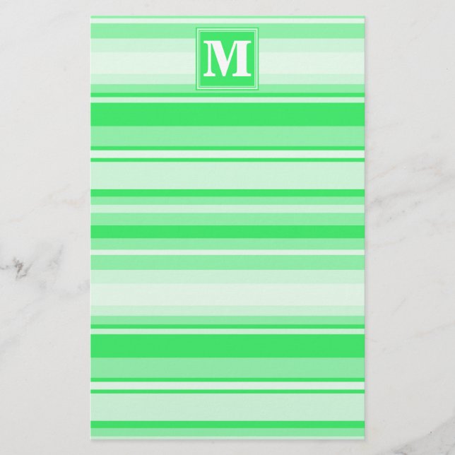 Monogram vår grönt rand brevpapper (Framsida)