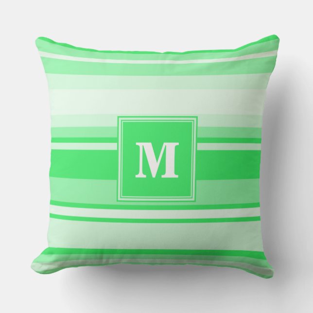 Monogram vår grönt rand kudde (Framsida)