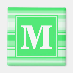 Monogram vårgröna ränder magnet