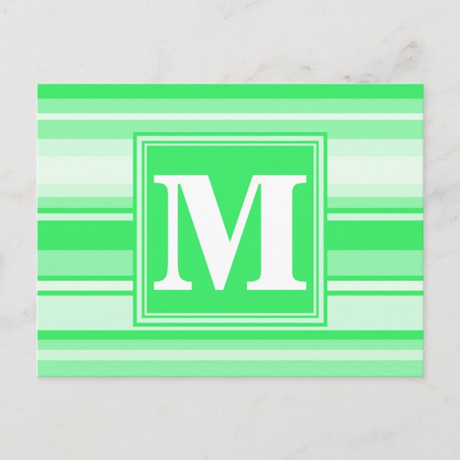 Monogram vårgröna ränder vykort (Framsida)