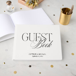 Monogram varmvitt & bläcksvart bröllop gästböcker