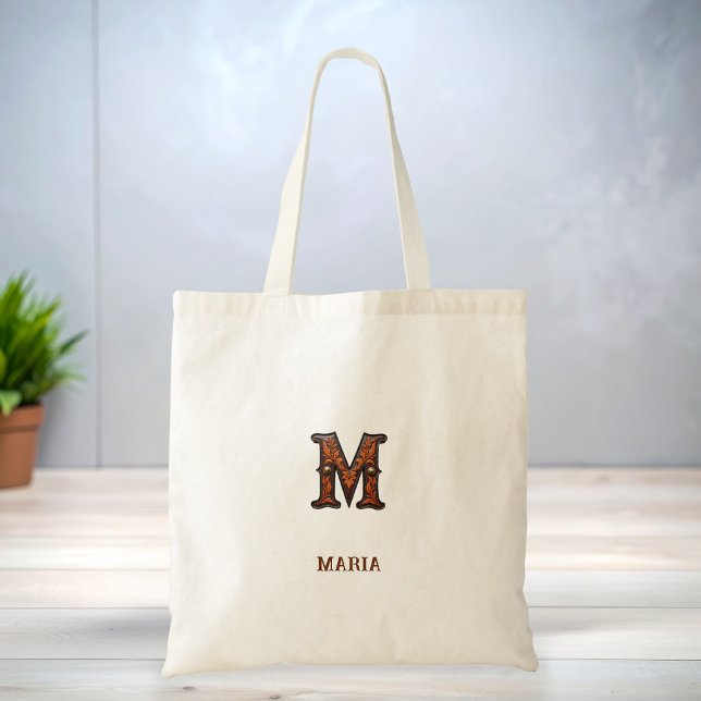 Monogram Västerländsk Läderinitial M Tygkasse (Skapare uppladdad)