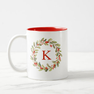 Monogram Vatercolor-julfransfrand Två-Tonad Mugg