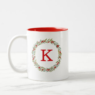 Monogram Vatercolor-julfransfrand Två-Tonad Mugg