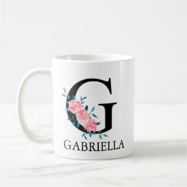 Monogram vattenfärg anpassad enkel bokstav  kaffe  kaffemugg