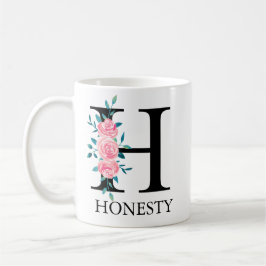 Monogram vattenfärg anpassad enkel bokstav  kaffe  kaffemugg